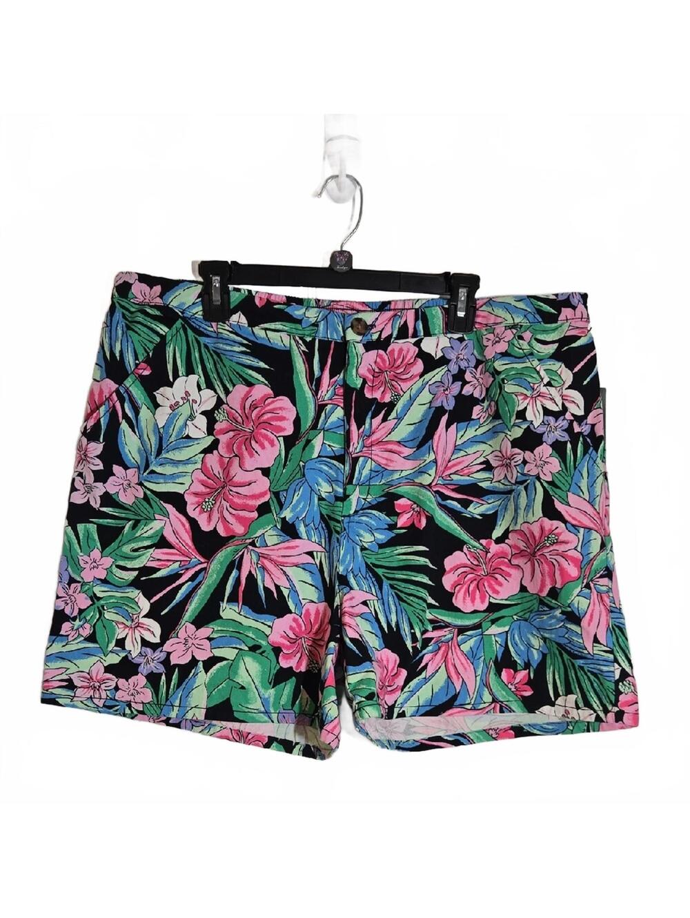 Wild Fable Pink Green Black Tropical Floral Women's Shorts Size XXL New